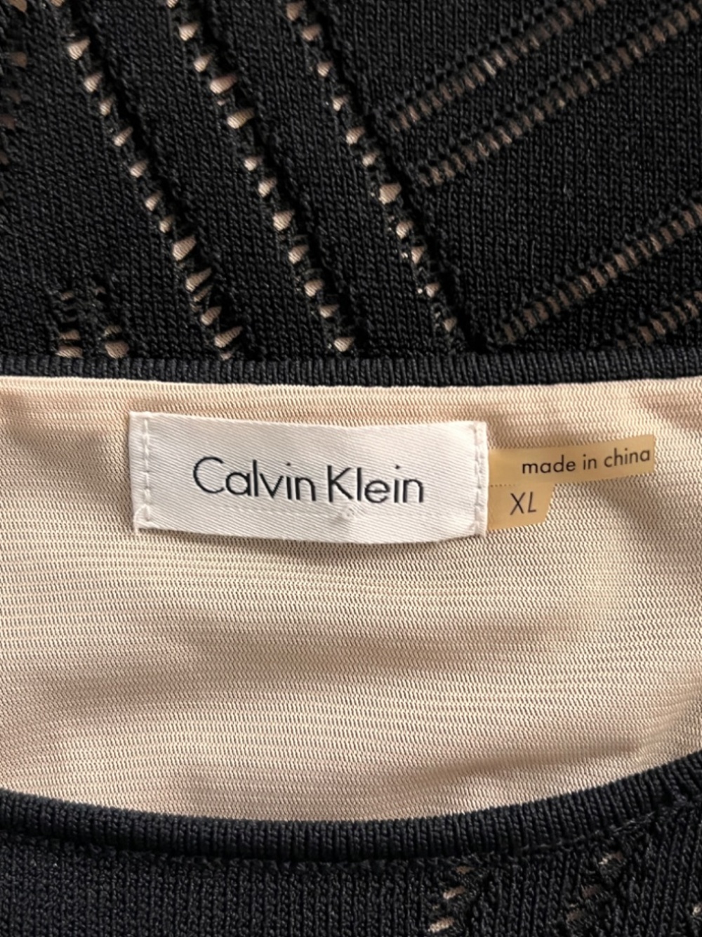 Calvin Klein black bodycon  Night Dress Lined Knit Size XL - Picture 6 of 11